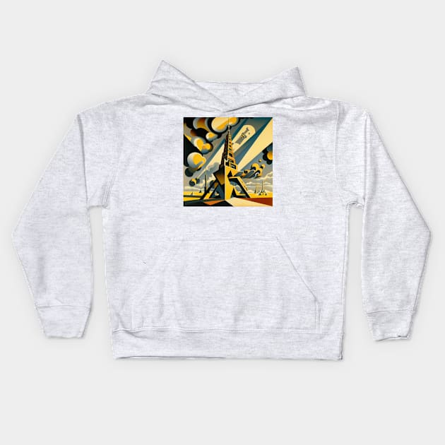 Eiffel Tower - Abstract Art Style Kids Hoodie by ArtNouveauChic